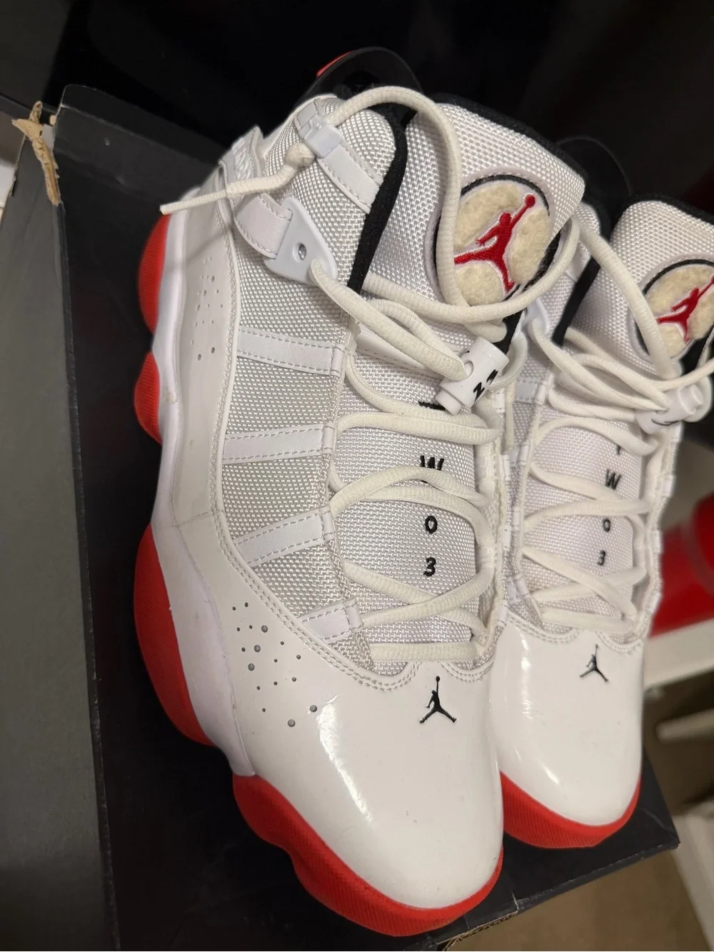 Jordan White and Red Men’s Retro Basketball Sneakers worn twice like new